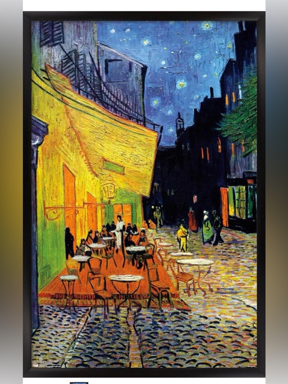 Cuspin Cafe Terrace at Night Framed Canvas Wall Art 12x16 Van Gogh Style NWT
